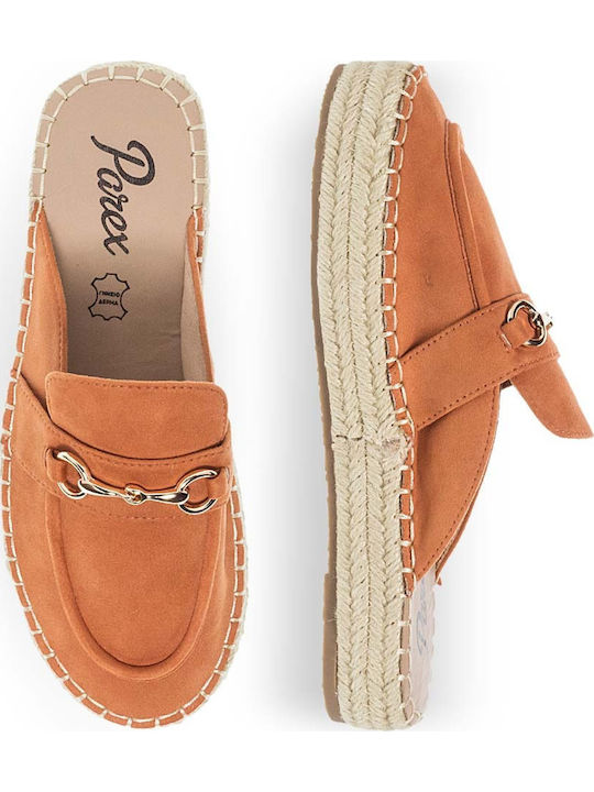 Flach Wildleder Mules in Orange Farbe