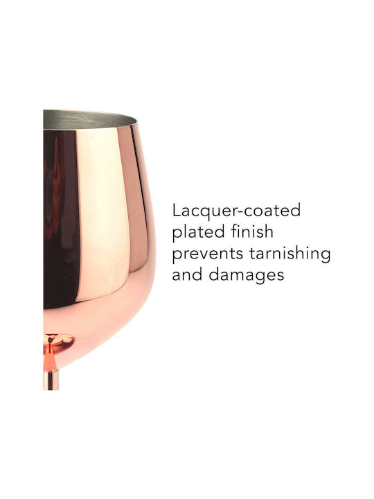 Quasar Set de pahare pentru Vin Alb și Roșu din Oțel Inoxidabil în Culoarea Rose Gold Cu picior 500ml 4buc