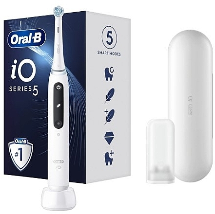 Oral-B iO Series 5 Ηλεκτρική Οδοντόβουρτσα με Αισθητήρα Πίεσης και Θήκη Ταξιδίου Λευκή