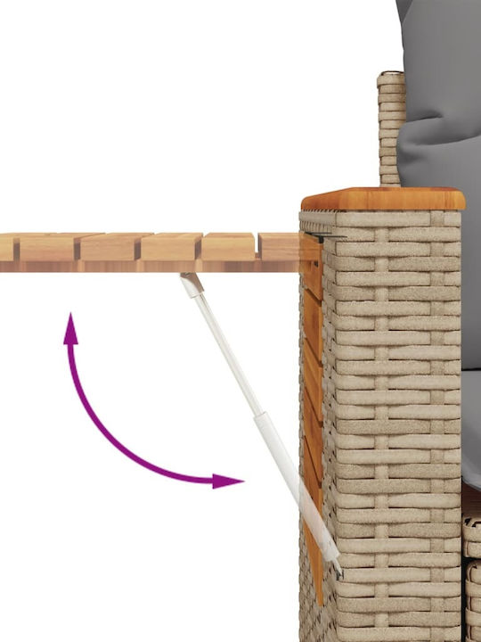 Corner Outdoor Sofa Rattan with Cushions 55x55x69cm