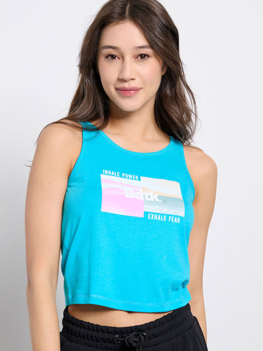 BodyTalk Women's Athletic Crop Top Sleeveless Aqua Velva