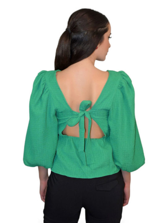 Morena Spain Women's Blouse with 3/4 Sleeve Green