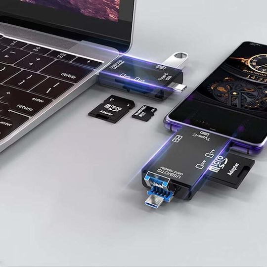 Card Reader micro USB USB 3.1 Type-C για SD/microSD Λευκό