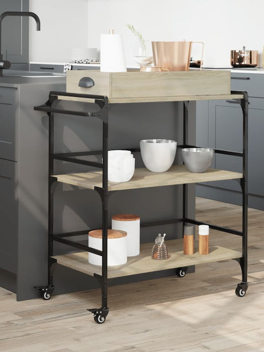 vidaXL Kitchen Trolley Wooden Brown 81.5x41x92.5cm