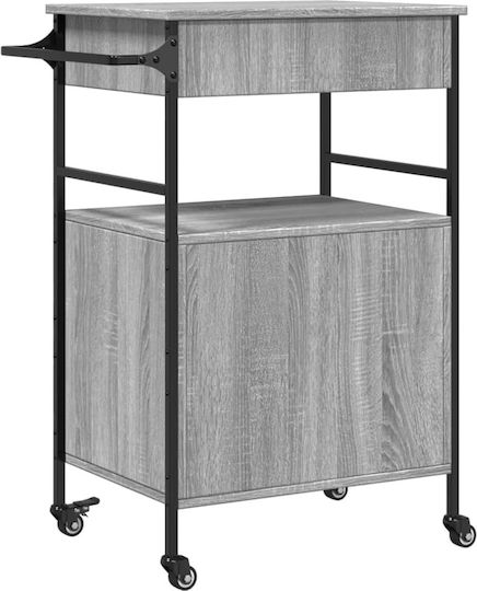 vidaXL Wooden Kitchen Trolley 3 Tiers Gray 56x43x89.5cm