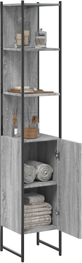 vidaXL Επιδαπέδια Ραφιέρα Μπάνιου Ξύλινη 33x33x185.5cm Γκρι