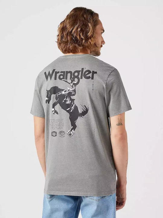 Wrangler T-shirt Bărbătesc cu Mânecă Scurtă Gri