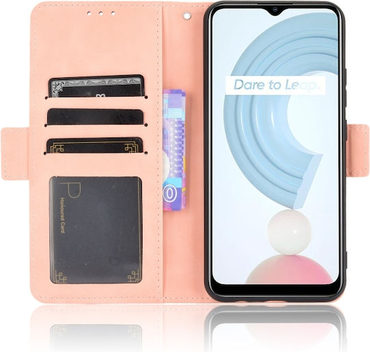 Skin Feel Calf Pattern Wallet Δερμάτινο / Δερματίνης / Σιλικόνης Ροζ (Realme C21)