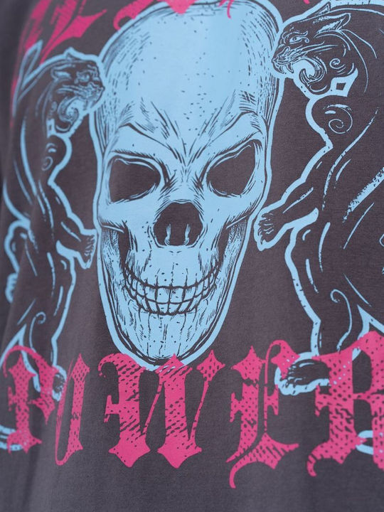 T-shirt Anthracite/magenta/sky Blue