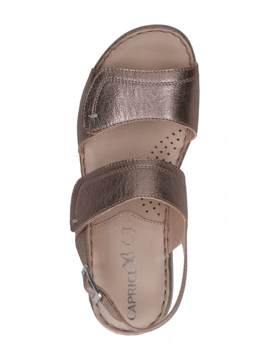 Leather Women's Flat Sandals Anatomic in Tabac Brown Color