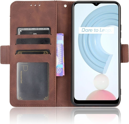 Skin Feel Calf Pattern Wallet Piele / Piele artificială / Silicon Maro (Realme C21)