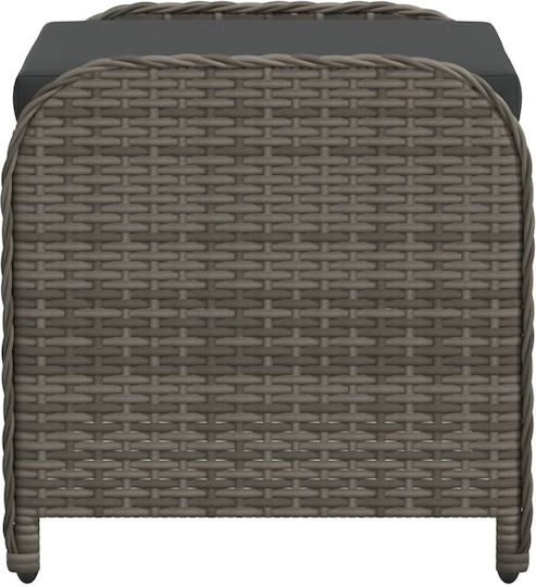Băncuță De Grădină Cub Pentru Exterior Rattan Cu Pernă Gri 58x46x46cm