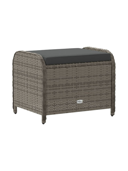 Băncuță De Grădină Cub Pentru Exterior Rattan Cu Pernă Gri 58x46x46cm
