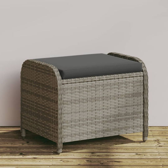 Băncuță De Grădină Cub Pentru Exterior Rattan Cu Pernă Gri 58x46x46cm