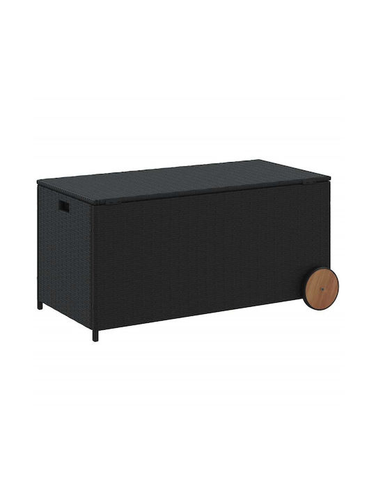 vidaXL Μπαούλο Αποθήκευσης Εξωτερικού Χώρου Rattan 190lt Μαύρο Μ107xΠ55xΥ50εκ.