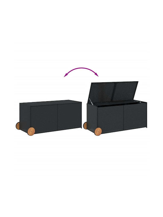 vidaXL Μπαούλο Αποθήκευσης Εξωτερικού Χώρου Rattan 283lt Μαύρο Μ127xΠ55xΥ56εκ.