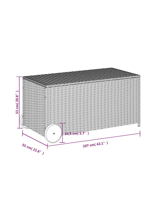 vidaXL Outdoor Storage Box 190lt Gray L107xW55xH50cm