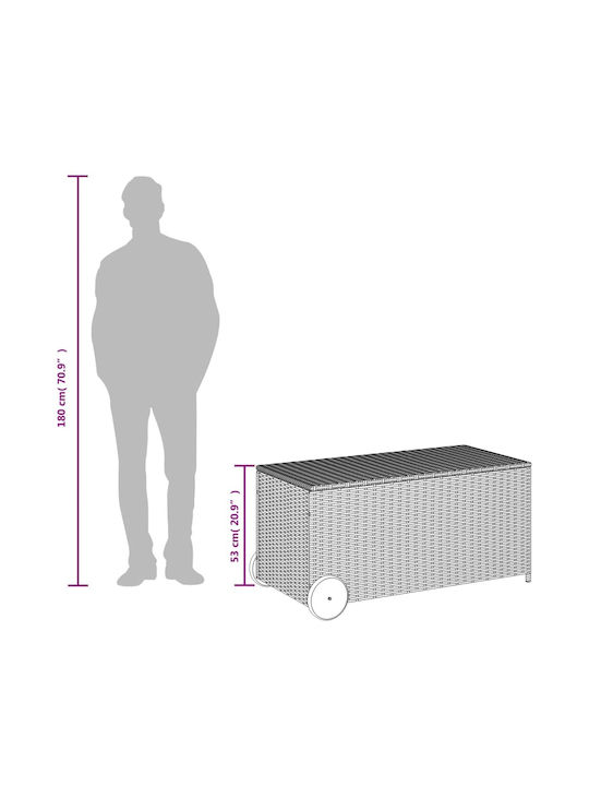 vidaXL Μπαούλο Αποθήκευσης Εξωτερικού Χώρου Rattan 190lt Μαύρο Μ107xΠ55xΥ50εκ.