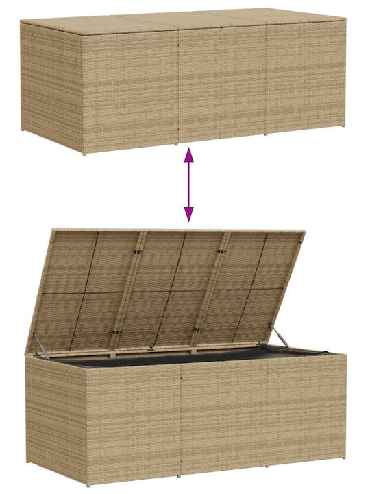 vidaXL Μπαούλο Αποθήκευσης Εξωτερικού Χώρου Rattan 984lt Μπεζ Μ180xΠ90xΥ70εκ.