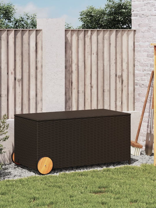 vidaXL Μπαούλο Αποθήκευσης Εξωτερικού Χώρου Rattan 190lt Καφέ Μ107xΠ55xΥ50εκ.