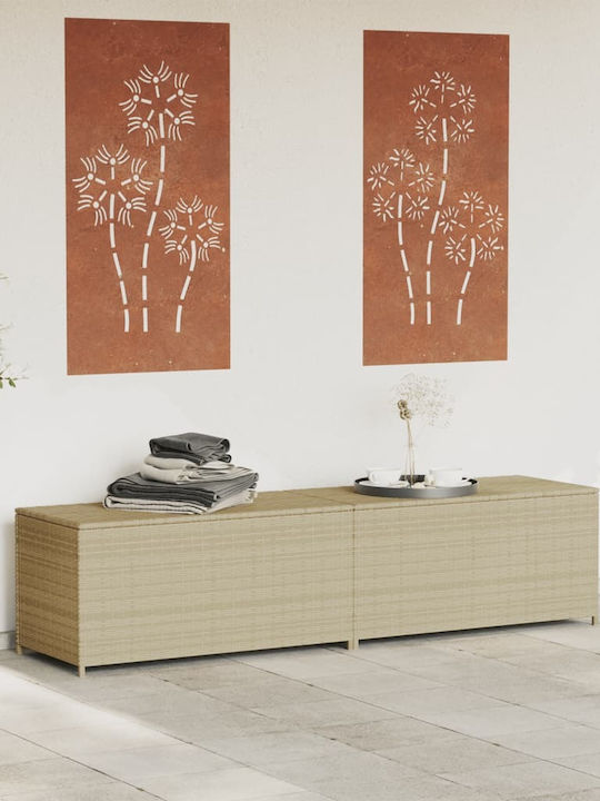 vidaXL Μπαούλο Αποθήκευσης Εξωτερικού Χώρου Rattan 469lt Μπεζ Μ200xΠ50xΥ58εκ.