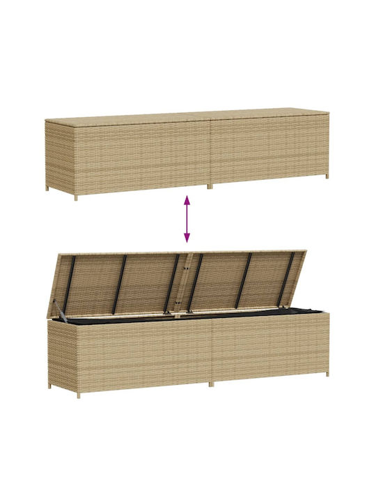 vidaXL Μπαούλο Αποθήκευσης Εξωτερικού Χώρου Rattan 469lt Μπεζ Μ200xΠ50xΥ58εκ.