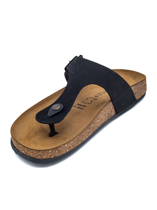 Leather Women's Flat Sandals Black