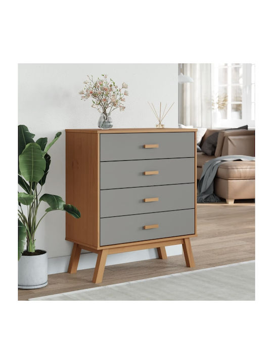 Wooden Chest of Drawers Grey and brown 76.5x39x90cm