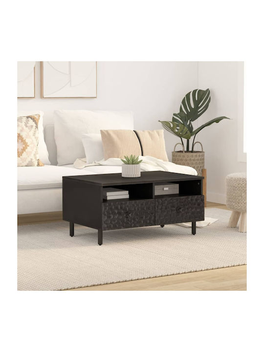 Rectangular Coffee Table made of Solid Wood Black L80xW54xH40cm