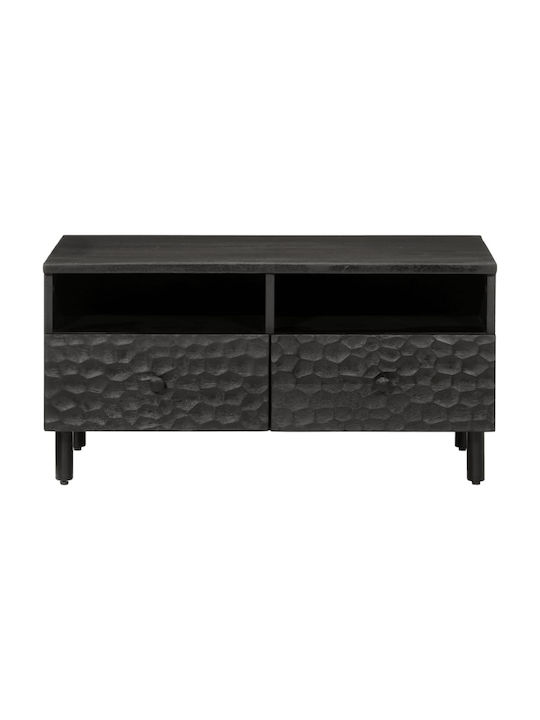 Rectangular Central Coffee Table Made of Solid Black Wood W80xD54xH40cm