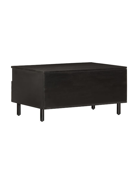 Rectangular Central Coffee Table Made of Solid Black Wood W80xD54xH40cm