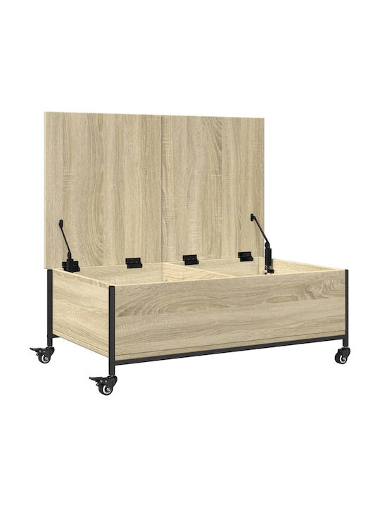 Rechteckiges Zentral Kaffeetisch aus Holz mit Rädern Sonoma Eiche M91xB55xH34cm
