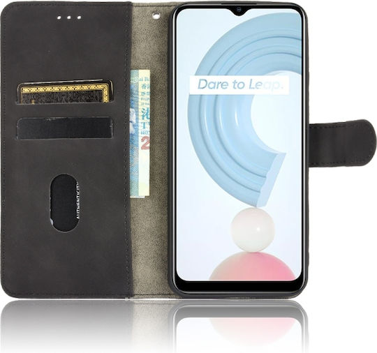 Buchen Sie Leder / Synthetisches Leder / Silikon Schwarz (Realme C21)