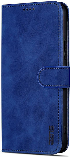 5g Azns Skin Feel Calf Texture Buchen Sie Leder / Synthetisches Leder / Silikon Blau (Galaxy A55)