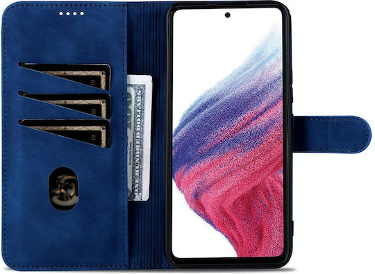 5g Azns Skin Feel Calf Texture Buchen Sie Leder / Synthetisches Leder / Silikon Blau (Galaxy A55)