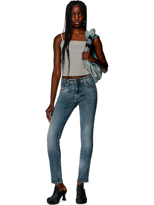 2015 Babhila Women's Fabric Trousers Skinny Fit Blue