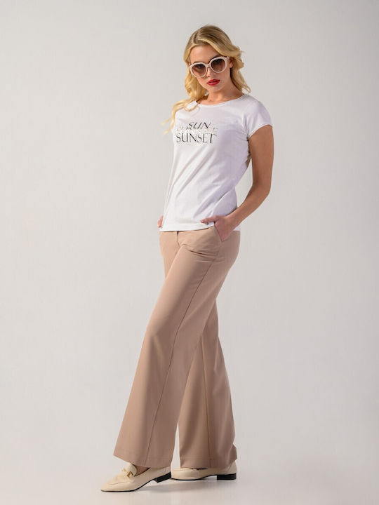Women's Fabric Trousers Beige
