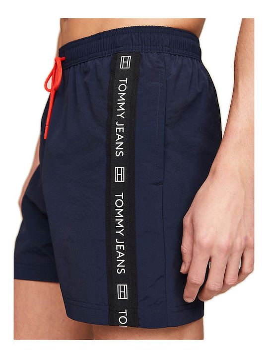 Tommy Hilfiger Logo Herren Badehose Bermuda Dark Night Navy Gestreift