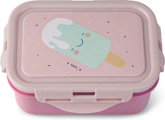 Saro Ice Creams Plastic Kids Food Container 0.35 Litre Pink 15 x 10.5 x 5.5cm