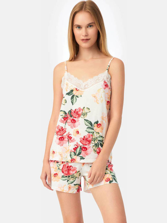 Minerva Set Pijamale pentru Femei ECRU-PINK Bloom