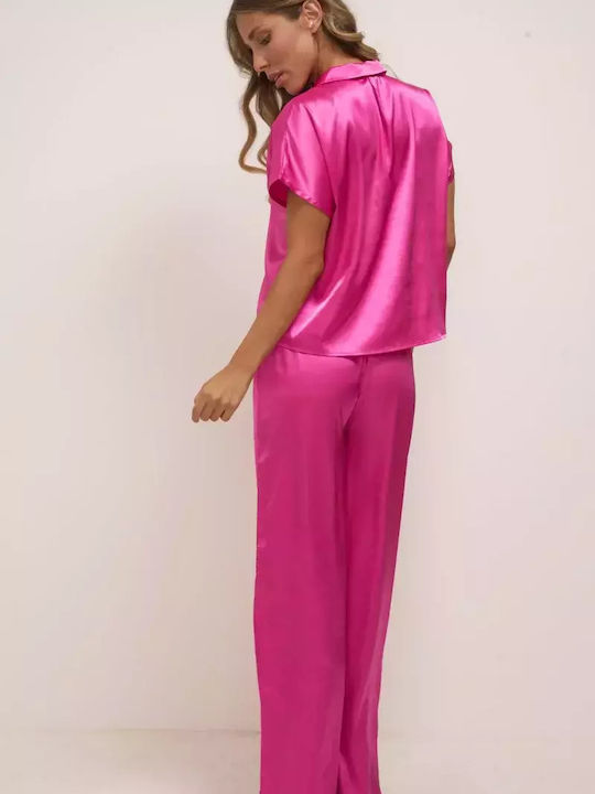 Bonatti Sommer Damen Pyjama-Set Satin Fuchsie