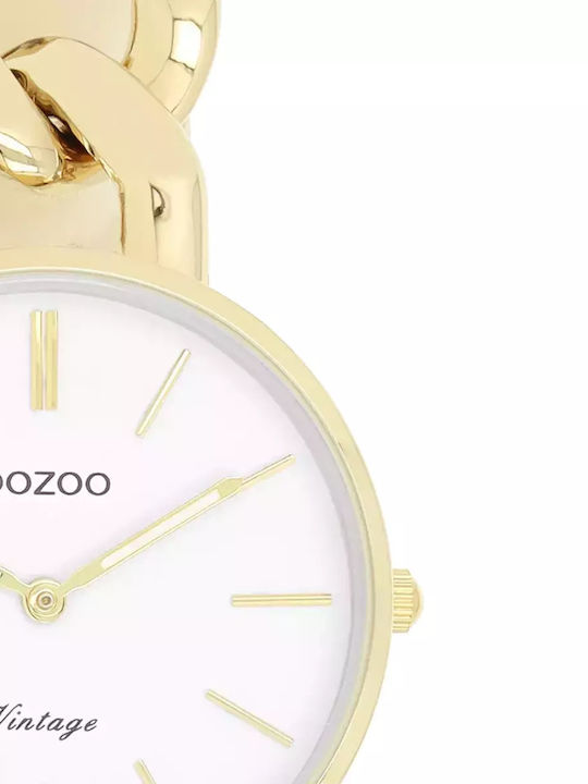 Oozoo Vintage Γυναικείο Ρολόι 32mm Μπαταρίας με Χρυσό Μεταλλικό Μπρασελέ