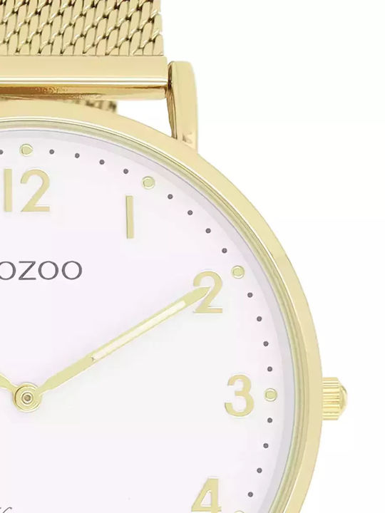 Oozoo Vintage Γυναικείο Ρολόι 40mm Μπαταρίας με Χρυσό Μεταλλικό Μπρασελέ