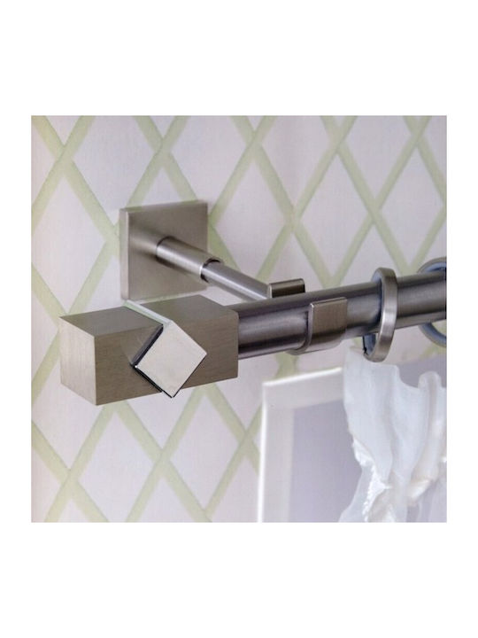 Aslanis Home Metallic Curtain Pole Caldera Metal Double with Rod Φ25mm 160cm Inox