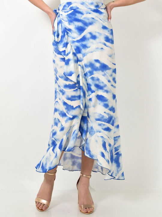 First Woman Maxi Envelope Skirt Floral in Blue color