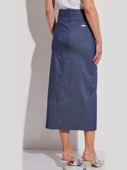 Denim Midi Skirt Blue