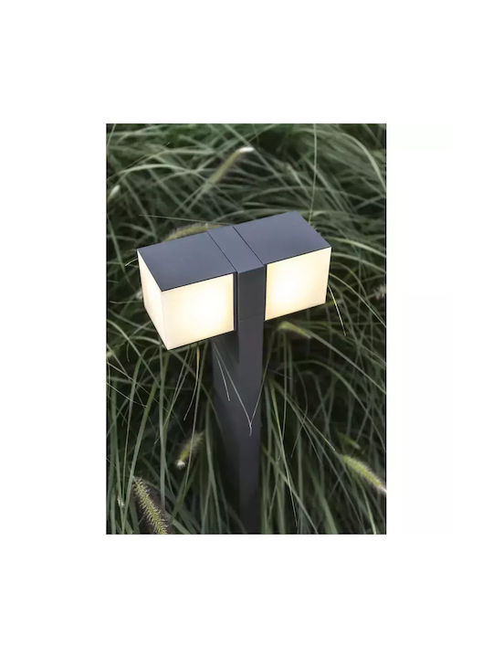 Lutec Cuba Small Post Outdoor Floor Lamp 24.4W with Warm White Light IP54 Gray