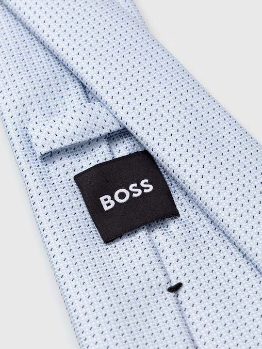 Hugo Boss Herren Krawatte Seide Gedruckt in Hellblau Farbe