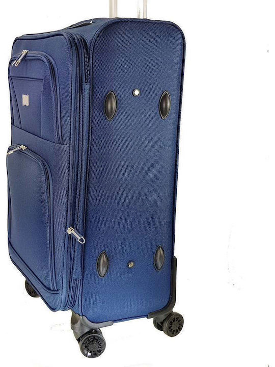 Rain Großer Reisekoffer Weichschalen Blau mit 4 Räder Höhe 77cm