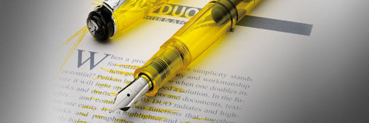 Pelikan Classic Duo M205 Πένα Γραφής Extra Broad Κίτρινη από Ατσάλι
